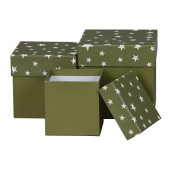 Set of 3 Olive Green Star Boxes – Stylish Storage 